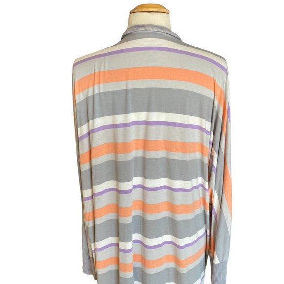 Torrid Super Soft Knit Pastel Multi-Striped Longline Open Cardigan Rayon Sz 3X - Picture 12 of 14